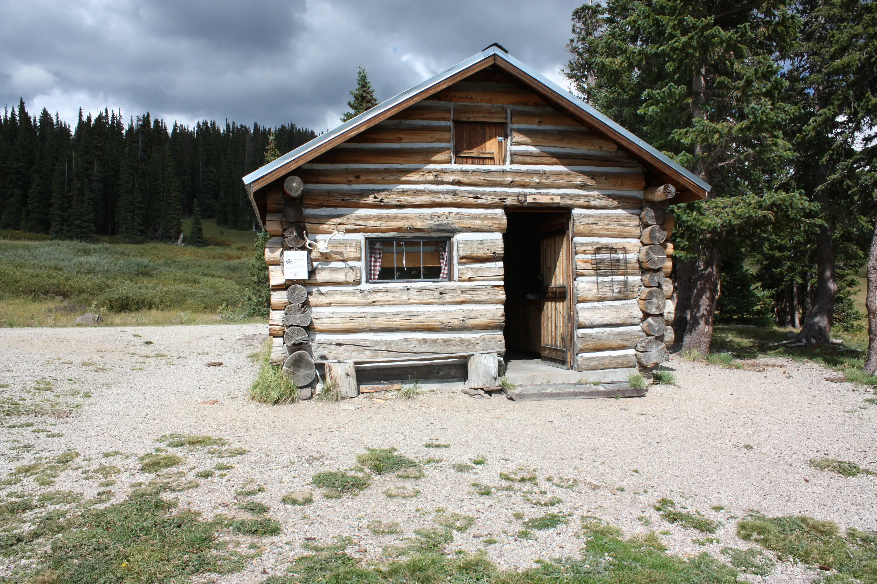 Cozy cabin with a fireplace